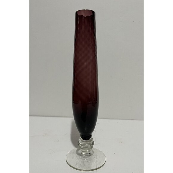 Amethyst Glass Swirl Bud Vase National Potteries Made in Japan 8” Tall Art Deco - Picture 1 of 4